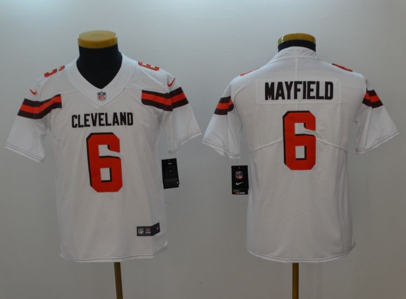 Youth Cleveland Browns #6 Mayfield White Nike Vapor Untouchable Playe NFL Jerseys
